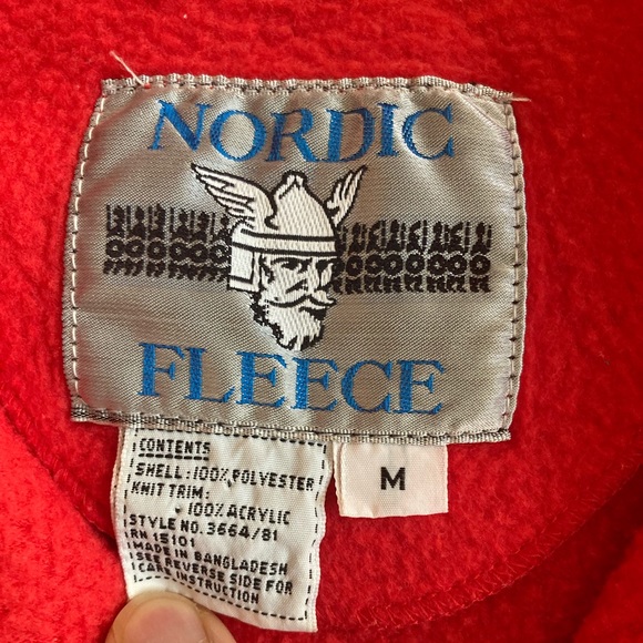 Red Nordic Fleece 1/4 zip up sweater, size M. - Picture 2 of 10